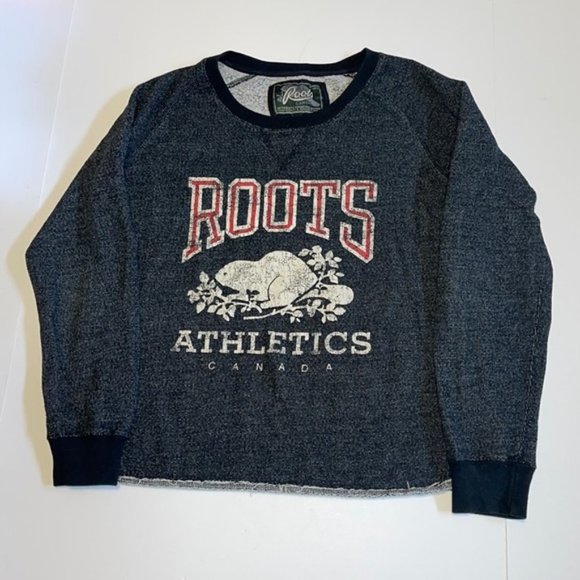 Roots Canada Black and White Cotton Sweatshirt - Women’s Size Medium - Picture 2 of 10